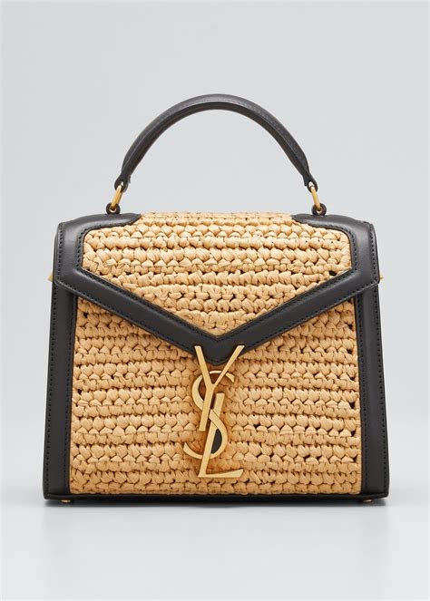 cassandra mini ysl raffia top-handle bag